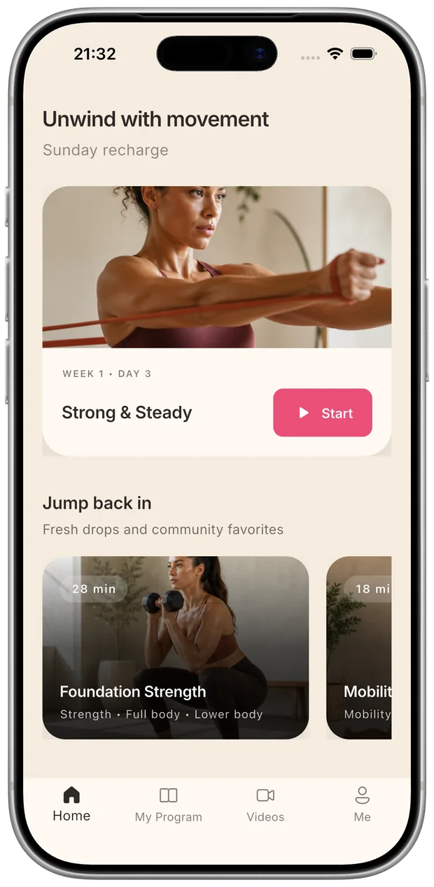Balta Fit member app home screen shown in a silver iPhone 17 Pro