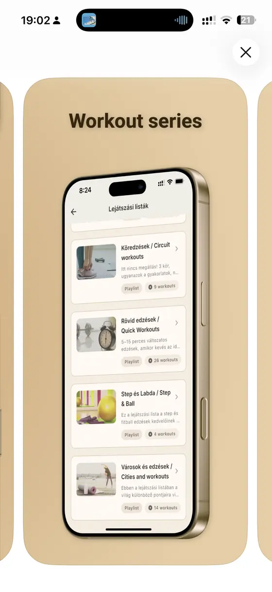 Monka app workout series screen